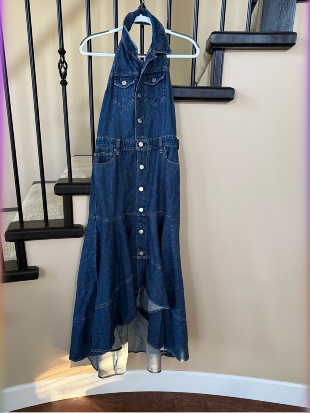 alice + olivia JUANA HIGH LOW DENIM DRESS - Picture 9 of 11